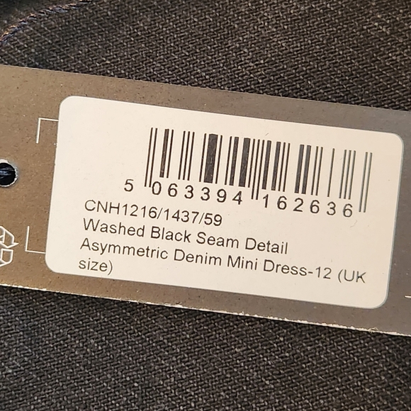 PrettyLittleThing PLT dress 8 black denim mini strapless seam jean short new - Picture 3 of 11